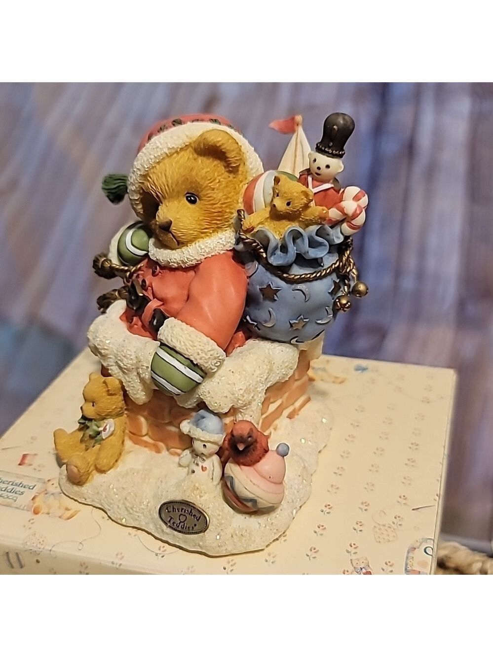 Cherished Teddies KRIS Up On The Rooftop LIMITED Christmas SANTA Figurine 272140
